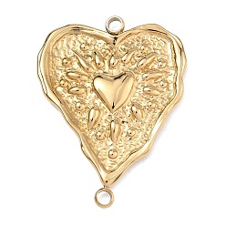 Золотой 304 подвески-сердечки из текстурированной нержавеющей стали, ионное покрытие (ip), золотые, 39x30x3 мм, отверстие : 2.5 мм