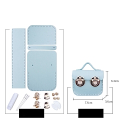 Небесно-голубой Набор мини-сумок для наушников своими руками, включая материалы сумки из искусственной кожи, с железными застежками, голубой, 6.3x7.6x3.6 см