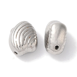 Нержавеющая Сталь Цвет Устойчивы к потускнению 304 бусины из нержавеющей стали, формы раковины, цвет нержавеющей стали, 7x8x5 мм, отверстие : 1 мм