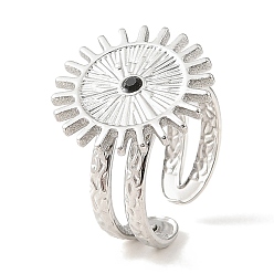 Нержавеющая Сталь Цвет 304 открытая манжета из нержавеющей стали для женщин, со стразами, солнце, цвет нержавеющей стали, внутренний диаметр: 18 мм