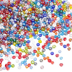 Couleur Mélangete 60g de perles de rocaille en verre, trans. couleurs lustered, ronde, couleur mixte, 4mm, Trou: 1.5mm