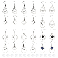 Нержавеющая Сталь Цвет 10 пары 5 стили 304 наборы для изготовления сережек-подвесок из нержавеющей стали, со стеклянными кабошонами , цвет нержавеющей стали, 44~57 мм, 2 пары / стиль