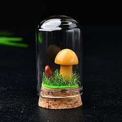 Желтый авантюрин Натуральный желтый авантюрин грибы украшения для витрины, со стеклянной крышкой, для украшения рабочего стола домашнего офиса, 20 мм