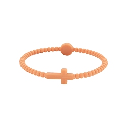 Темный Лосось Детские силиконовые эластичные браслеты с крестом для девочек и мальчиков, темный лосось, 6-7/8 дюйм (17.5 см)