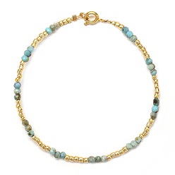 Синтетическая Бирюза Браслеты из синтетической бирюзы и стеклянного бисера для женщин, рондель, 7.09 дюйм (18 см)