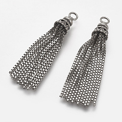 Antique Silver Thailand 925 Sterling Silver Pendants, Tassel, Antique Silver, 40~43x7mm, Hole: 2.5mm
