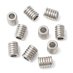 Нержавеющая Сталь Цвет Устойчивы к потускнению 304 бусины из нержавеющей стали, Рифленые бусины, колонка, цвет нержавеющей стали, 11x14 мм, отверстие : 6 мм