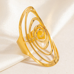 Настоящее золото 18K 304 регулируемые манжетные кольца из нержавеющей стали, спираль, реальный 18 k позолоченный, 39 мм