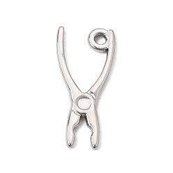Stainless Steel Color 304 Stainless Steel Pendant Cabochon Setting, Pliers Charms, Stainless Steel Color, 24x11x1.5mm, Hole: 1.8mm