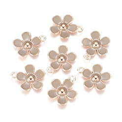 Серый Подвески из эмали и сплава, цветок, золотые, серые, 20.5x18x3 мм, отверстие : 1.8 мм