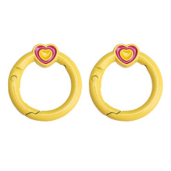 Золотистый 2шт. сплав пружинных затворных колец, кольцо с сердцем, золотые, 27 мм