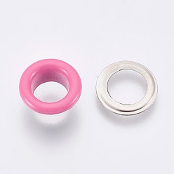 Flamingo Iron Grommet Eyelet Findings, for Bag Making, Flat Round, Platinum, Flamingo, 9.5x4.5mm, Inner Diameter: 5mm