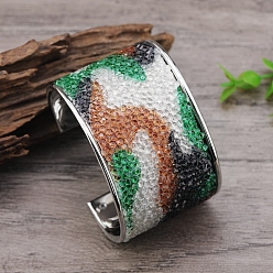 Другие Цветные железные браслеты-манжеты с узором из страз для женщин, золотой свет, форма волны, внутренний диаметр: 2-1/2 дюйм (6.2 см), 48 мм