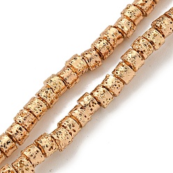 Светло-Золотое Покрытие Гальванические бусины из натуральной лавы, cloumn, свет позолоченные, 3x2 мм, отверстие : 1 мм, около 164 шт / нитка, 15.35'' (39 см)