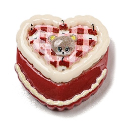 Сердце Рождественский thene из непрозрачной смолы декодирует кабошоны, огнеупорный кирпич, сердце, 25x24x10 мм