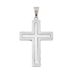 Нержавеющая Сталь Цвет 304 подвески из нержавеющей стали, крест с подвесками в виде лучистой линии, матовая отделка, цвет нержавеющей стали, 46.5x30x2.5 мм, отверстие : 9x5 мм