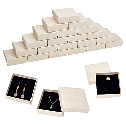 Бежевый Картонные коробки для хранения сережек и колец, с губкой внутри, квадратный, бежевые, 9.2x9.2x3.2 см