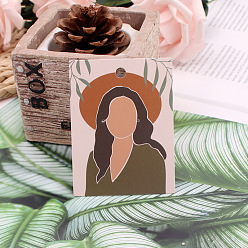 Коричневый Бумажные карты дисплей ювелирных изделий, для серьги, прямоугольник с женским узором, кофе, 8x6 см, о 95~100 шт / комплект