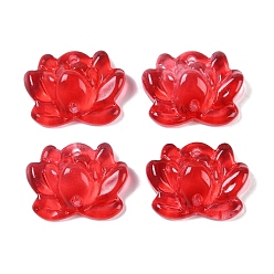 Красный Краски для выпечки стеклянные бусины, лотос, красные, 15.5x20.5x7.5 мм, отверстие : 1.2 мм