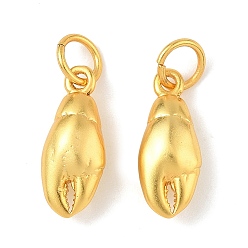 Настоящее золото 24K Подвески из морской латуни, амулеты из крабовых когтей, долговечный, без свинца и без кадмия, с целью перехода в кольце, реальный 24 k позолоченный, 14x6x4 мм, отверстие : 3 мм
