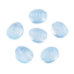 Sky Blue Transparent Spray Painted Glass Beads, Tortoise, Sky Blue, 12x11x7mm, Hole: 1mm