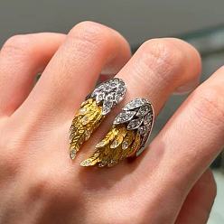 Kristall Manschettenringe aus einer Legierung mit Strasssteinen, Engelsflügel, stapelbare Ringe, Golden & Silver, Kristall, us Größe 4 1/4 (15~20 mm), ca. 2 Stk. / Set