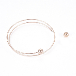 Rose Gold Ion Plating(IP) 304 Stainless Steel Bangles Making, Rose Gold, 2-1/2 inch(6.5cm)