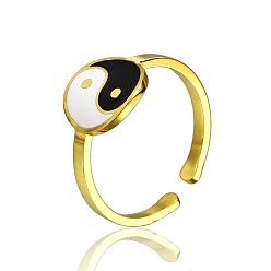 Yin-yang Простые 304 регулируемые манжеты из нержавеющей стали для женщин, модные персонализированные украшения для рук, реальный 18 k позолоченный, инь-ян, показать на картинке