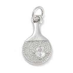 Платина Латунные микро проложить кубического циркония подвески, ракетки для настольного тенниса подвески, без свинца и без кадмия, долговечный, стойки покрытие, с целью перехода в кольце, платина, 15.5x8.5x3 мм, отверстие : 3 мм