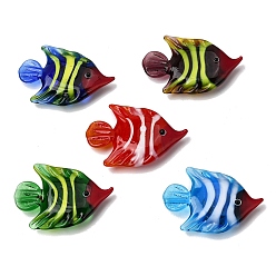 Mixed Color Lampwork Fridge Sticker, Fish, Mixed Color, 29x45x9mm