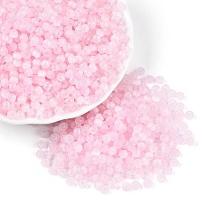 Бледно-Розовый Стеклянный бисер в стиле волочильного станка, круглые, имитация шарики глаза кота, круглое отверстие, розовый жемчуг, 4x3 мм, отверстие : 1.4~1.8 мм, Около 7500 шт / фунт