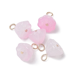 Бледно-Розовый Акриловые подвески лотоса, с 304 петлями из нержавеющей стали, розовый жемчуг, 12x10.5x8 мм, отверстие : 2.5 мм