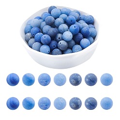 Blue Aventurine Dyed & Heated Natural Blue Aventurine Beads Strands, Frosted, Round, Royal Blue, 8mm, Hole: 1mm, about 46pcs/strand, 14.9 inch, 2strands/box