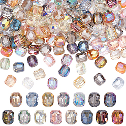 (52) Непрозрачная лаванда 120 шт 15 цвета гальванические стеклянные бусины, Sqaure, граненые, разноцветные, 10x10 мм, отверстие : 1.2 мм, 8 шт / цвет