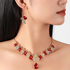 Клевер Ожерелья и серьги из сплава со стразами для женщин, золотые, клевер, 450 мм