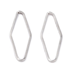 Нержавеющая Сталь Цвет Не тускнеет 304 соединительные кольца из нержавеющей стали, пайки, ромб, цвет нержавеющей стали, 19.5x7.5x0.8 мм