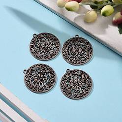 Red Copper Alloy Pendants, Cadmium Free & Nickel Free & Lead Free, Flat Round, Red Copper, 35x2.5mm, Hole: 2mm