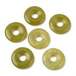 Lemon Jade Natural Lemon Jade Pendants, Donut/Pi Disc Charms, 30x6mm, Hole: 8mm