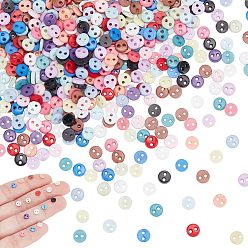 Mixed Color Nylon Tiny Button, Micro Buttons, Sewing Buttons, 2-Hole, Mixed Color, 4.5x1.5mm, Hole: 0.8mm, 450pcs/box