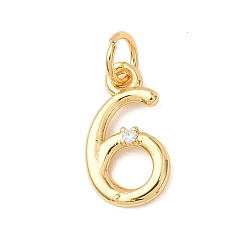 Настоящее золото 18K Латунные микро проложить кубического циркония подвески, числовые прелести, без кадмия и без свинца, стойки покрытие, долговечный, с целью перехода в кольце, реальный 18 k позолоченный, 14x7.5x2 мм, отверстие : 3.4 мм