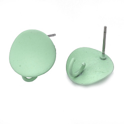 Aigue-marine Conclusions peintes par pulvérisation de goujon de fer, avec goupilles et boucle en acier, plat rond, aigue-marine, 13mm, trou: 3 mm, broches: 0.7 mm