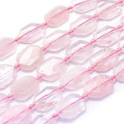 Розовый Кварц Природного розового кварца нитей бисера, граненые, самородки, 19.5~21.5x14~14.5x5.5~6.5 мм, отверстие : 2 мм, около 17 шт / нитка, 15.55 дюйм (39.5 см)