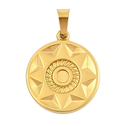 Золотой Ионное покрытие (ip) 304 подвеска из нержавеющей стали со стразами, плоская круглая с подвеской в виде цветка, золотые, 26x22x2 мм, отверстие : 3x7.5 мм, пригодный для стразов 4 мм