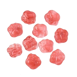Вишневый Кварц Резные кабошоны из вишневого кварцевого стекла, печать кошачьей лапы, 26.5~28x29.5~30.5x7.5~8.5 мм