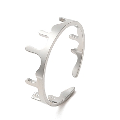 Нержавеющая Сталь Цвет Не тускнеет 304 открытое манжетное кольцо из нержавеющей стали, корона, цвет нержавеющей стали, размер США 8 1/2 (18.5 мм)