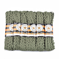 Цвет Оливы Ленты из полипропиленового волокна, форма волны, оливковый, 7~8 мм, 15 двор / пачка, 6 расслоения / мешок