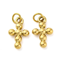 Настоящее золото 18K 304 прелести нержавеющей стали, с целью перехода в кольце, крест прелести, ионное покрытие (ip), реальный 18 k позолоченный, 12.5x7.5x2.5 мм, отверстие : 2.3 мм