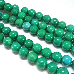 Green Natural Magnesite Beads Strands, Dyed, Round, Green, 6mm, Hole: 1mm, about 63pcs/strand, 14.8 inch