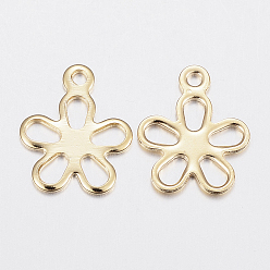Golden 304 Stainless Steel Charms, Flower, Golden, 14x11x0.8mm, Hole: 1.2mm