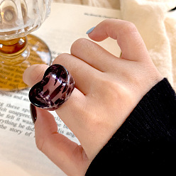 Кокосово-Коричневый Кольца из смолы с леопардовым принтом в форме сердца, внутренний диаметр: 18 мм